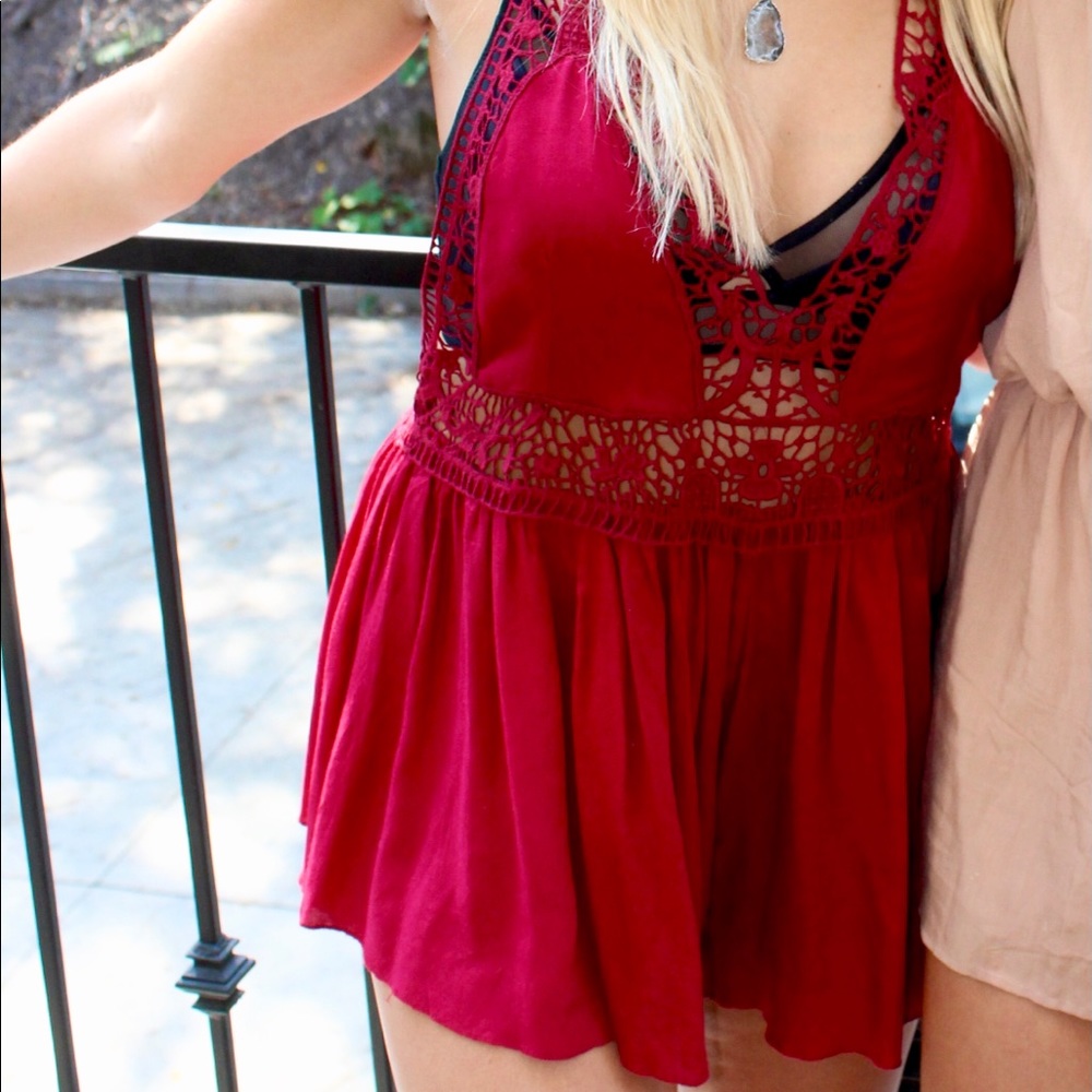 Free People Red Romper